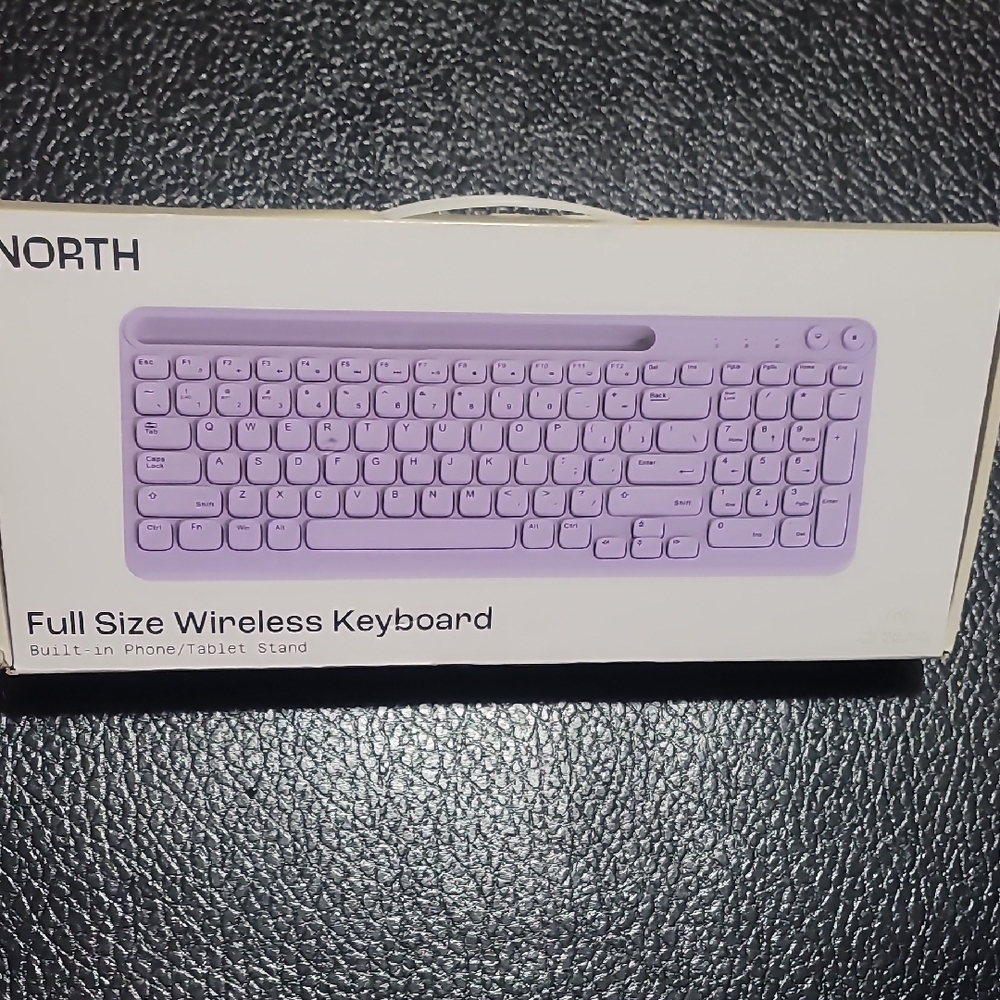 North Purple Full Size Built-in Phone/ Tablet Stand Wireless Keyboard